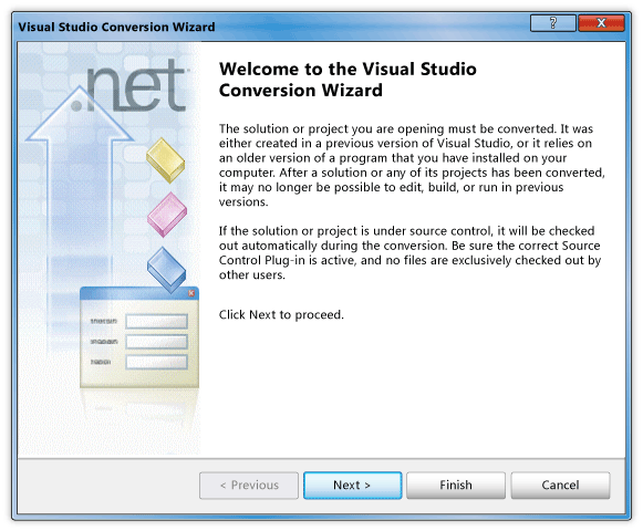 Visual Studio Welcome Box