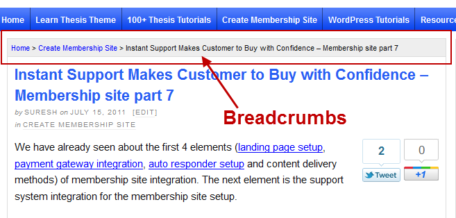 Example of Breadcrumbs
