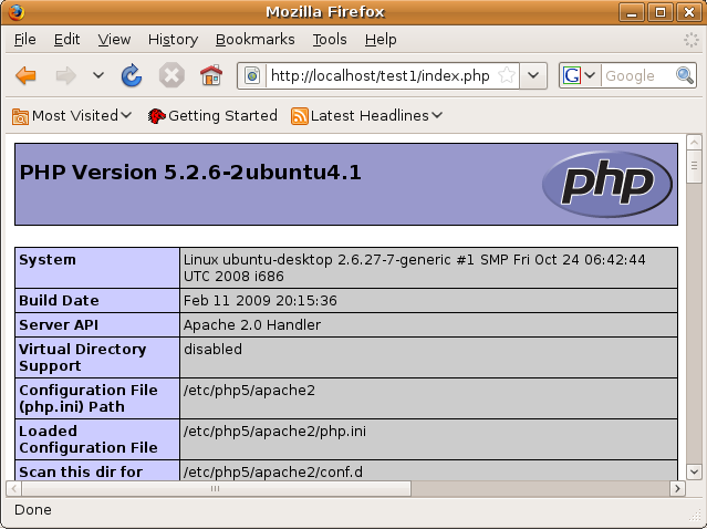 PHP Version 5.2.6-2 ubuntu4.1