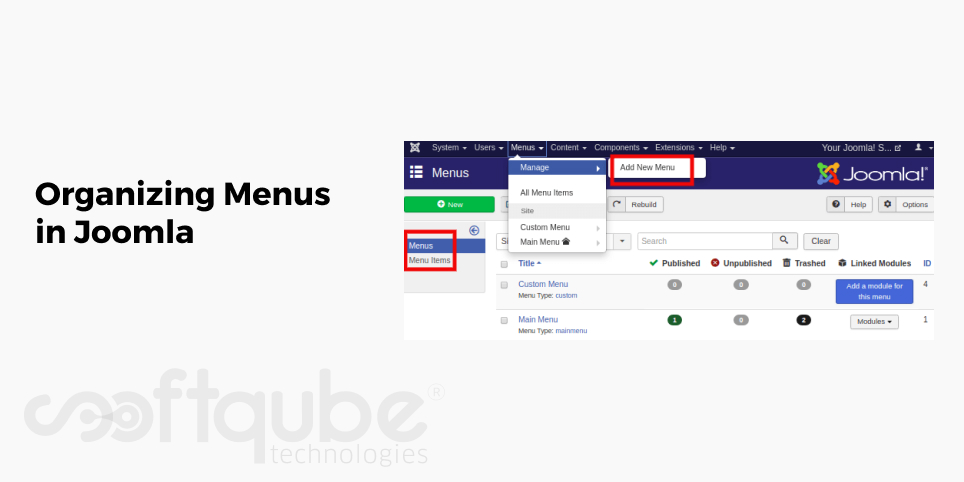 Organizing Menus in Joomla