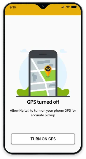 Tab Taxi Booking GPS screen