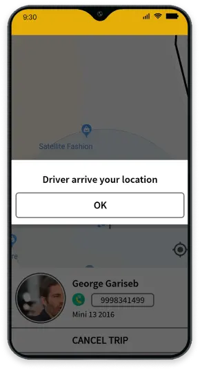 Taxi Booking Driver Location Screen