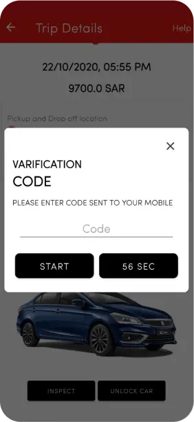 Car Rental App Verification Code