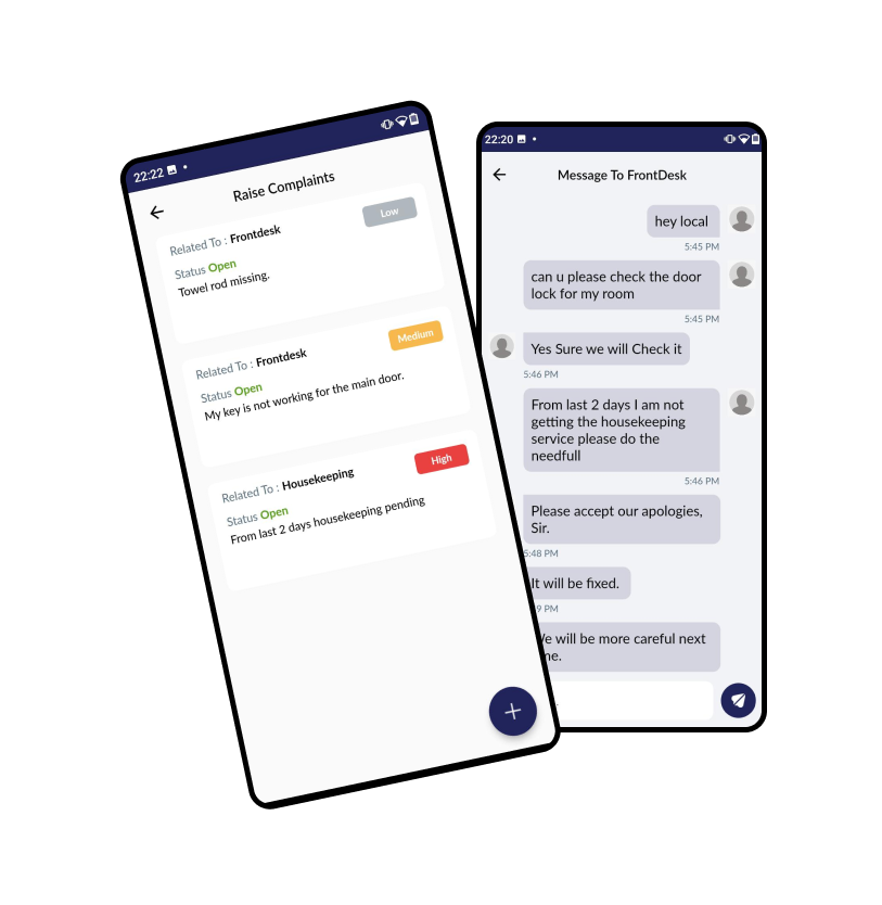 LOCL App Complaints Message Frontdesk