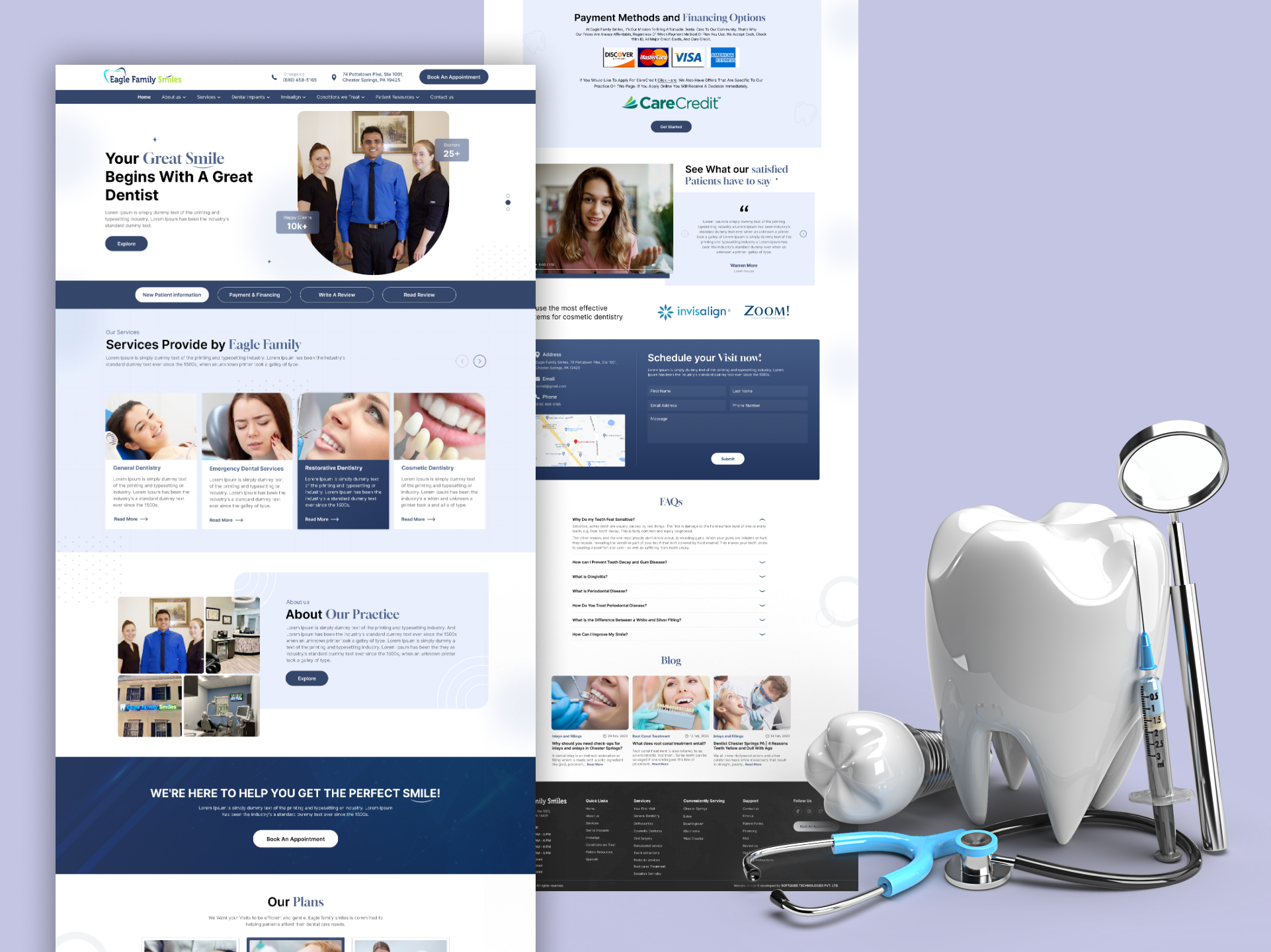Softqube's Approach: Redesigning Eagle Family Smiles’ Landing Page for Success